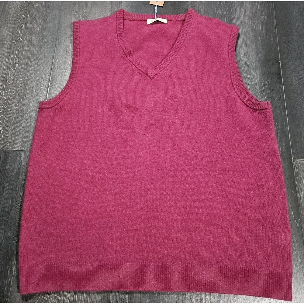NWT Woolovers Classic 100% Lambswool Vest Men XL‎ Plum Knitted Slipover Preppy